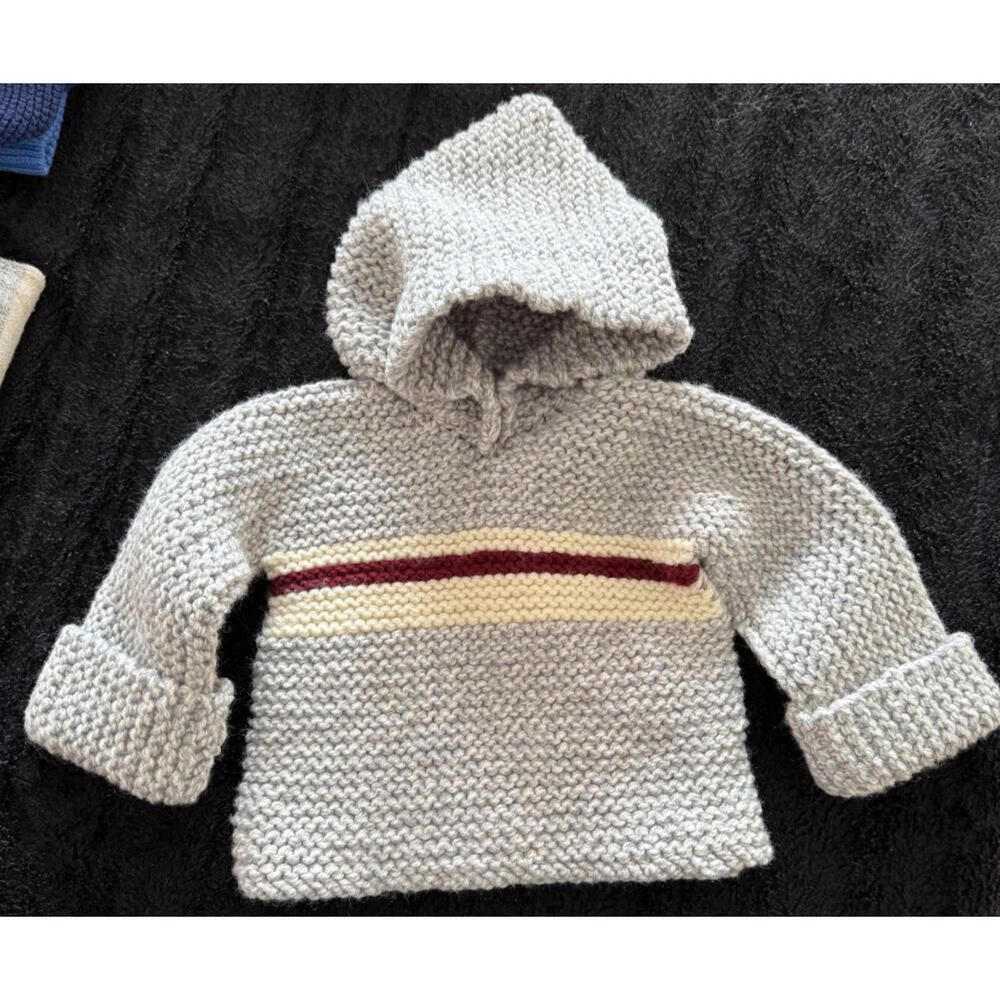 Hand Knit Heavyweight Baby Toddler Hoodie, 18-24M, Homemade, Like New, Unique - Picture 2 of 3